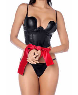 Accessoire coquin en satin réversible noir & rouge 